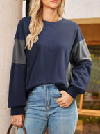 Striped Round Neck Long Sleeve Sweatshirt – Casual Cozy Style