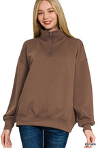 Zenana Scuba Quarter-Zip Sweatshirt – Cozy, Modern & Versatile Layering Piece