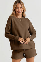 Textured Long Sleeve Top & Shorts Set – Comfy, Stylish & Versatile