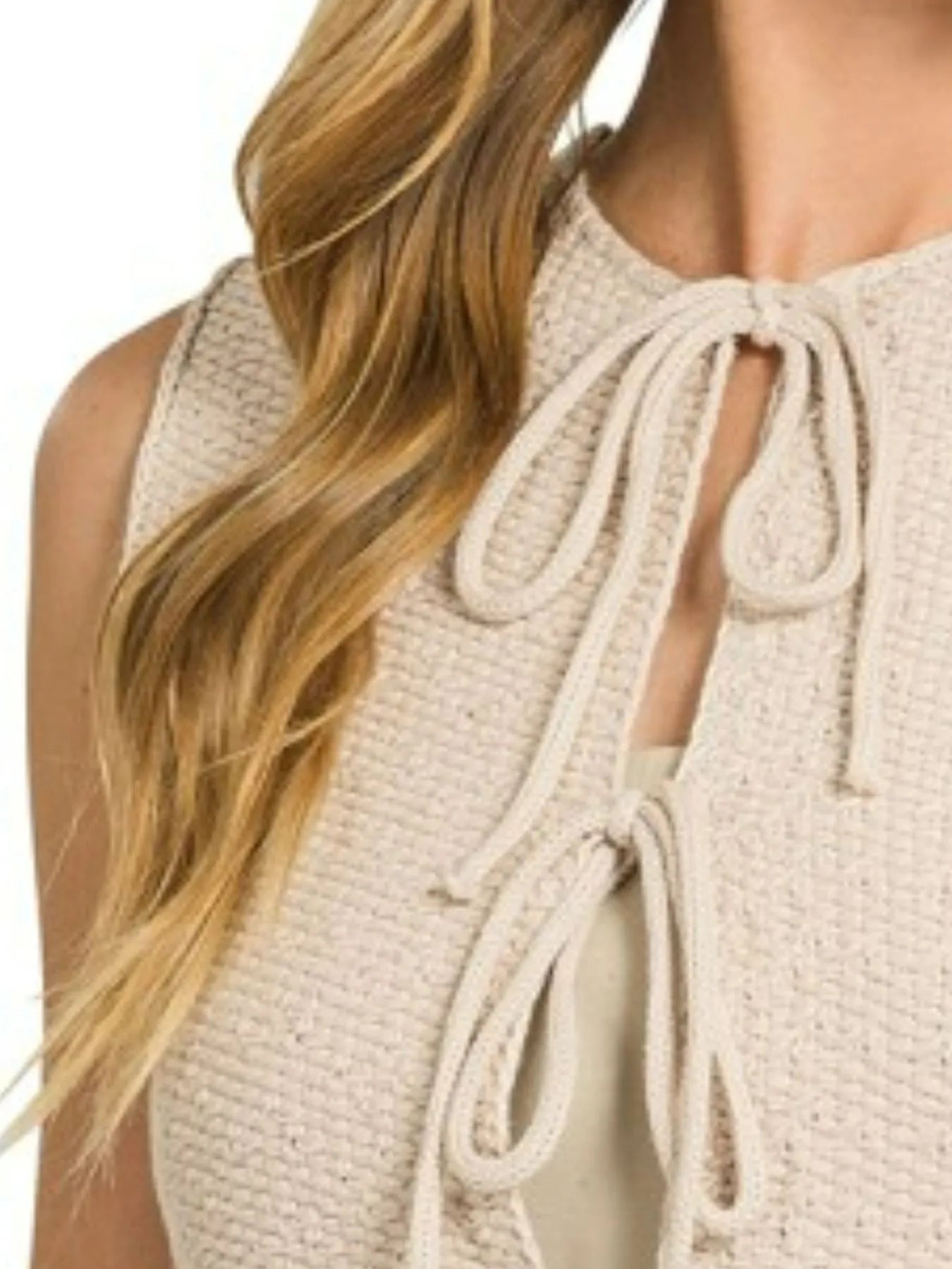 Tie Front Cropped Sweater Vest | Trendy Women’s Knit Layering Top