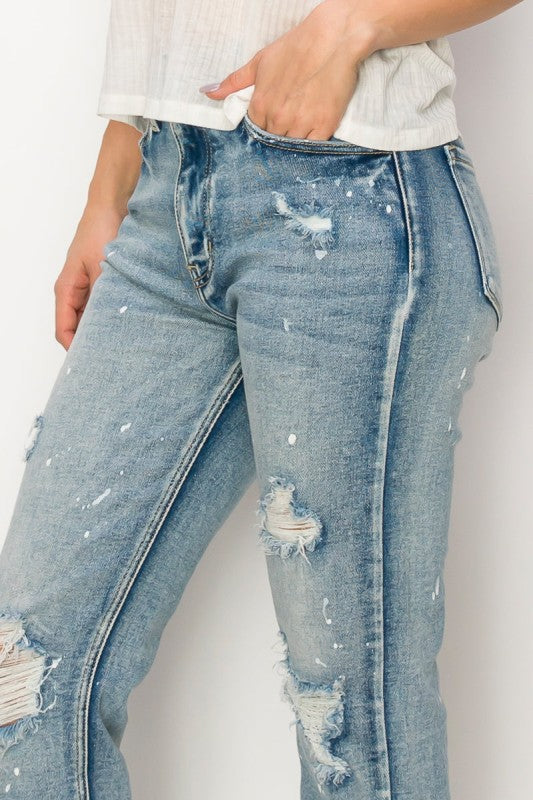 Artemis Vintage High Rise Distressed Straight Jeans – Edgy Classic Fit