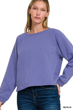 Fleece Raglan Round-Neck Sweatshirt Soft Sporty & Casual Comfort