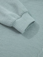 Ribbed Drop Shoulder Knit Hoodie – Cozy Casual Pullover