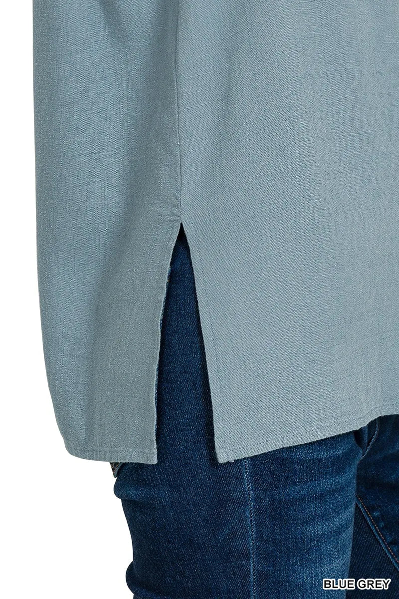 Zenana Blue Grey Side Slit Button Vest – Stylish & Lightweight Layer