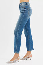 Risen Tummy Control High Rise Crop Straight Jeans