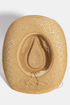 Western Straw Hat with Turquoise & Shell Star Beads – Boho Style