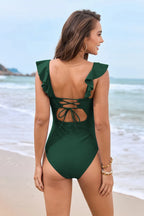 Ruffled Plunge One-Piece Swimwear – Flattering Chic Swimsuit