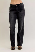 Judy Blue Mid Rise Straight Jeans – Western Seam Classic Style