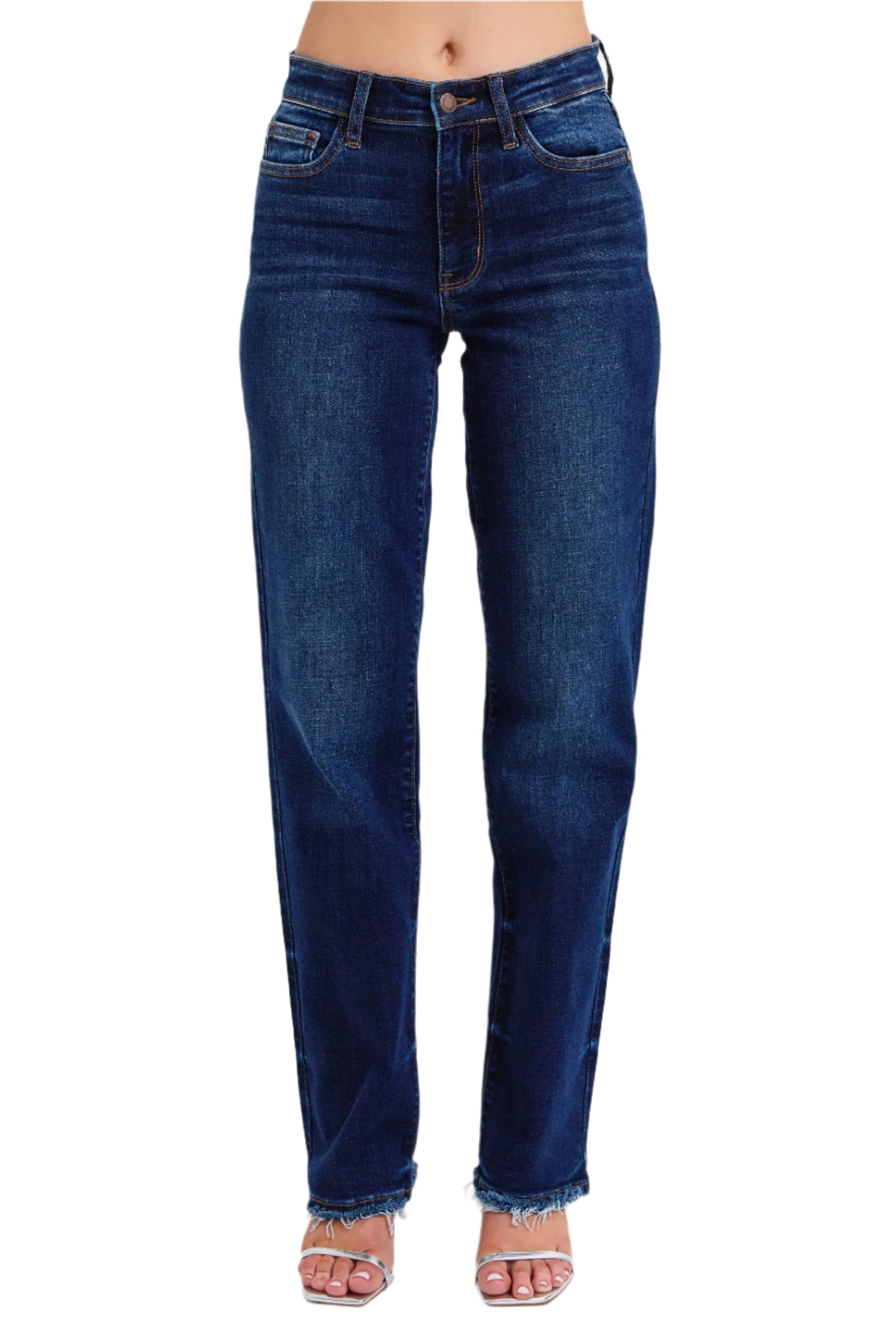 Judy Blue Raw Hem Straight Leg Jeans