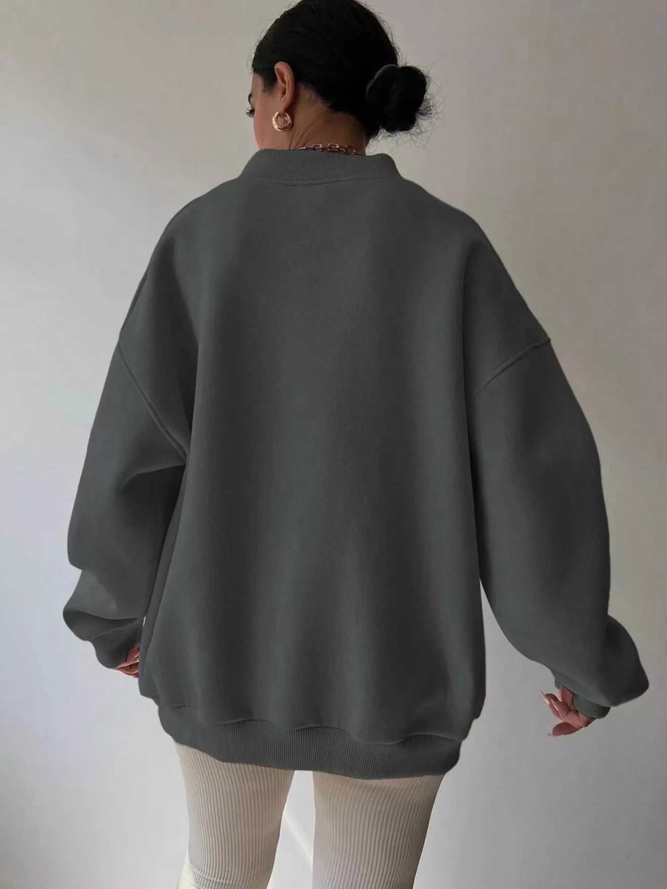Dropped Shoulder Long Sleeve Oversized Sweatshirt – Cozy Casual Fit