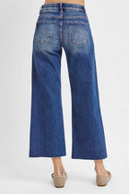 Dreamkue-Risen Women's Wide Leg Cropped Jeans High Rise Stretch Denim Pants Casual Style