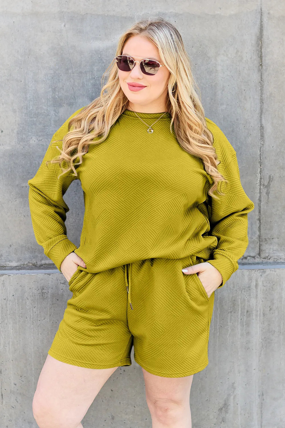 Textured Long Sleeve Top & Shorts Set – Comfy, Stylish & Versatile