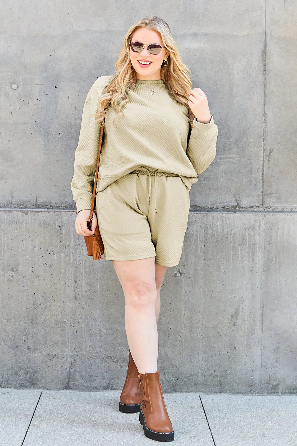 Textured Long Sleeve Top & Shorts Set – Comfy, Stylish & Versatile