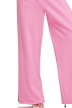 Pink Wide Leg Pants with Elastic Waist & Pockets – Comfy & Stylish