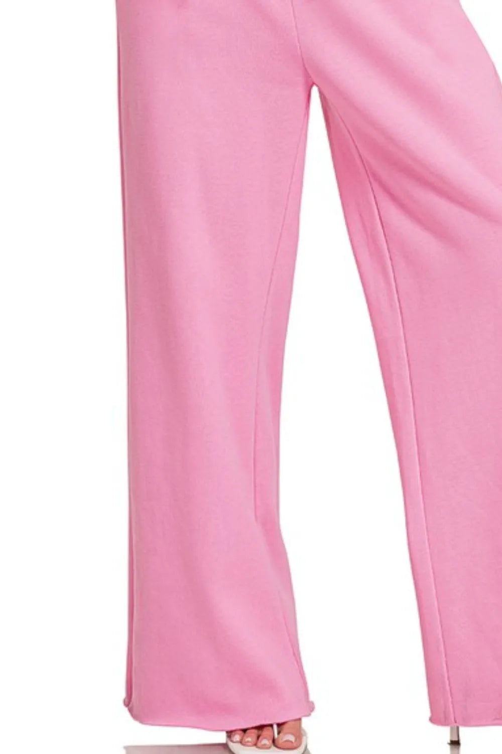 Pink Wide Leg Pants with Elastic Waist & Pockets – Comfy & Stylish