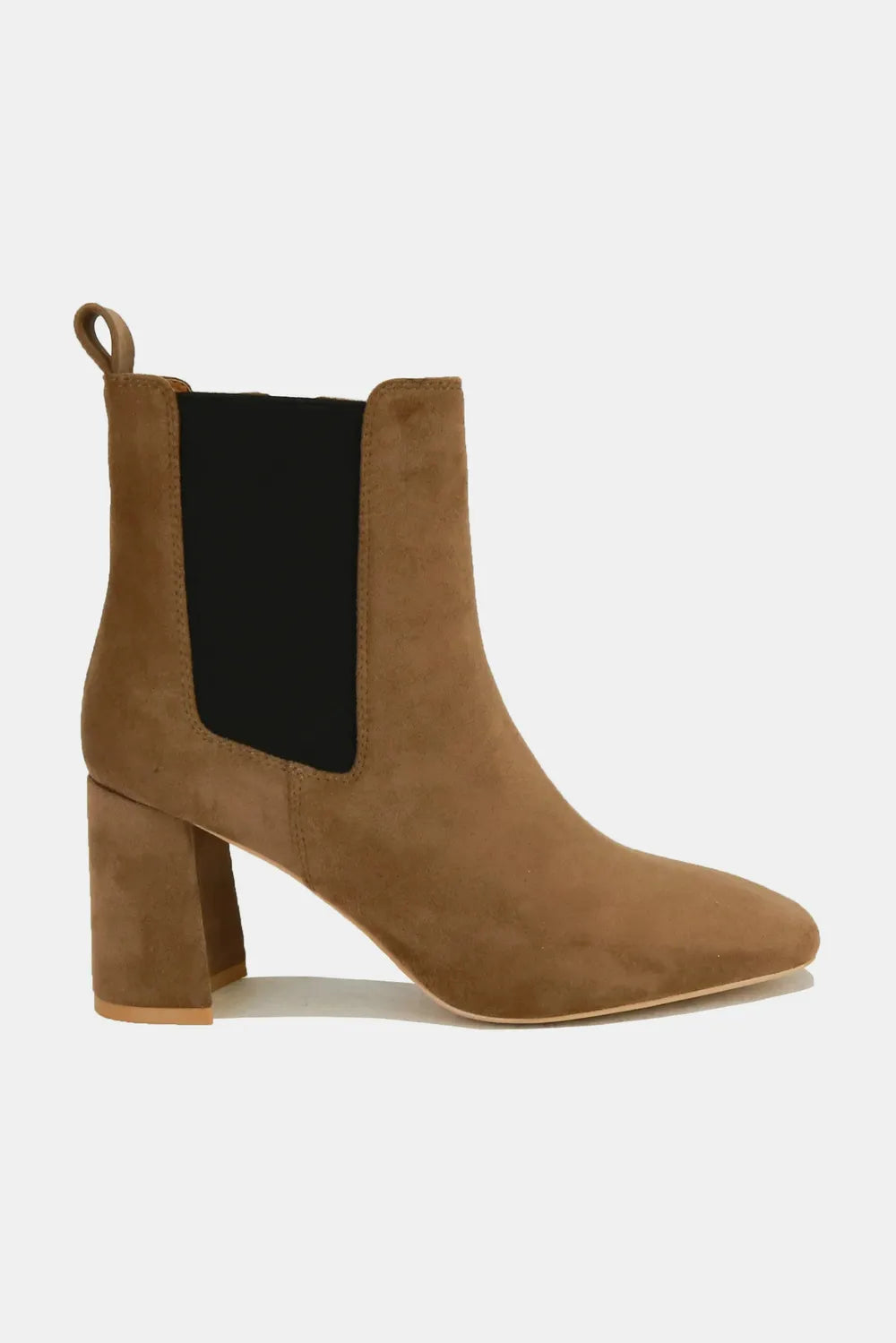 Faux Suede Block Heel Chelsea Boots – Chic Elastic Side Panel Design