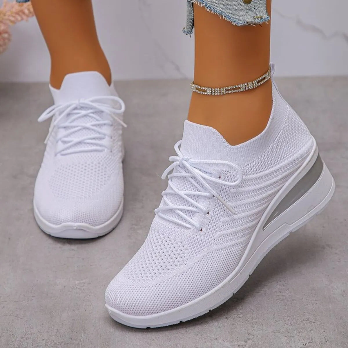 Lace-Up Wedge Athletic Sneakers – Sporty Chic Comfort