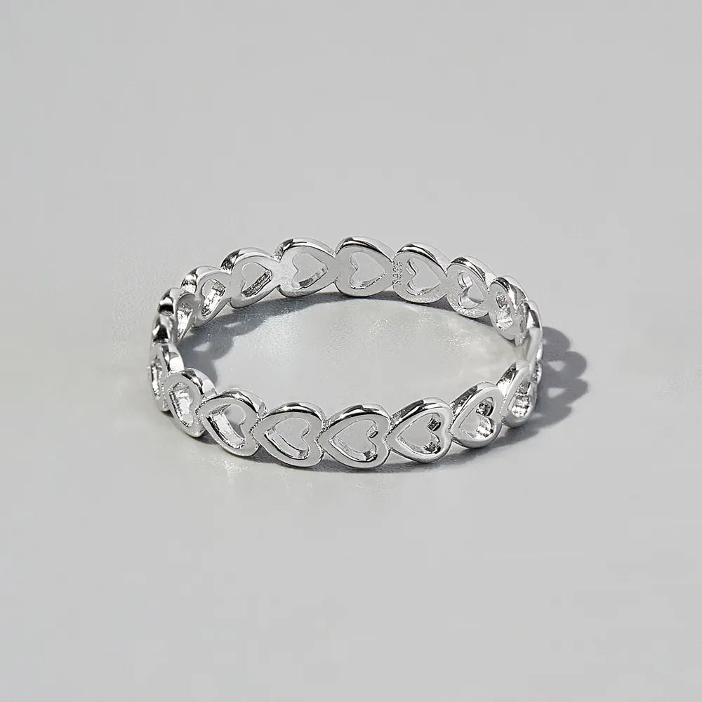925 Sterling Silver Heart Link Ring – Dainty Romantic Jewelry