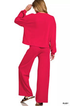 Zenana French Rib Pullover & Pants Set – Cozy Chic Lounge Wear
