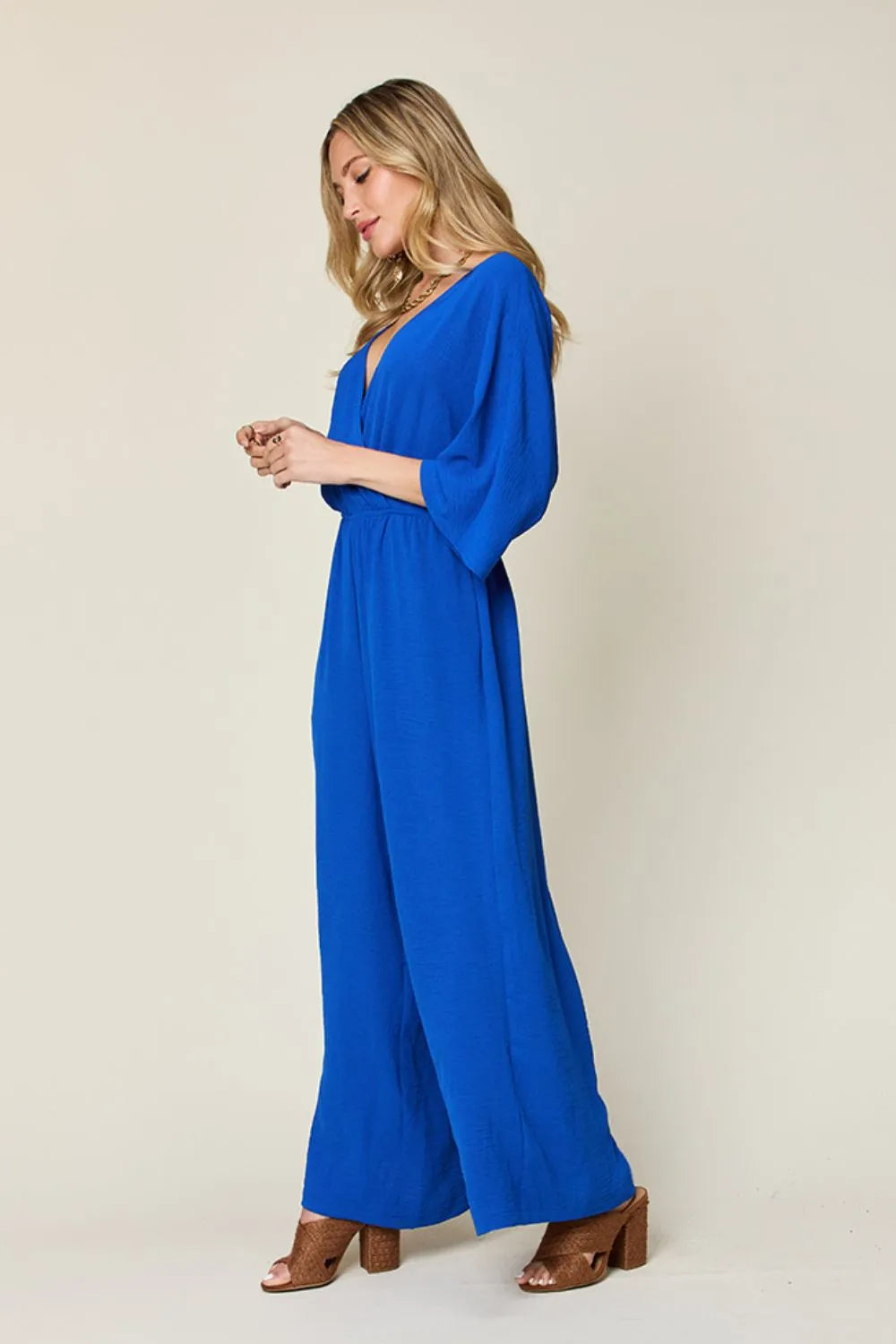 Surplice Wide Leg Jumpsuit with Pockets – Flattering, Chic & Comfy