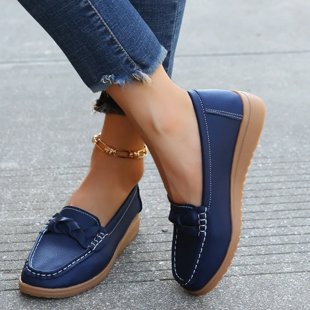 Weave Wedge Heeled Loafers – Comfortable Chic Everyday Shoes