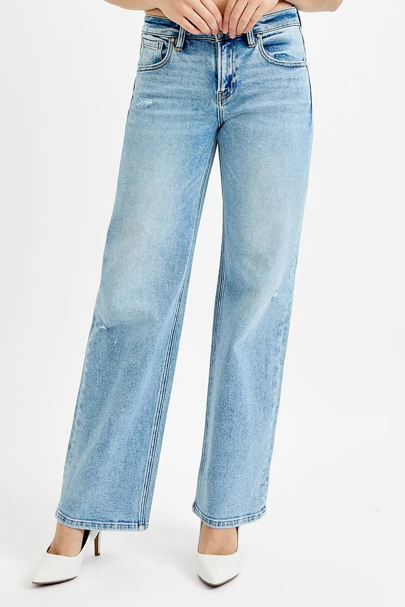 Dreamkue-Risen Women's Distressed Low Rise Boyfriend Jeans Ankle Cut, Casual Denim Pants