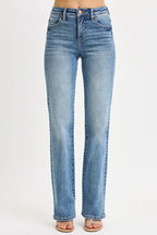 Dreamkue-Risen Women's High Rise Straight Jeans with Tummy Control