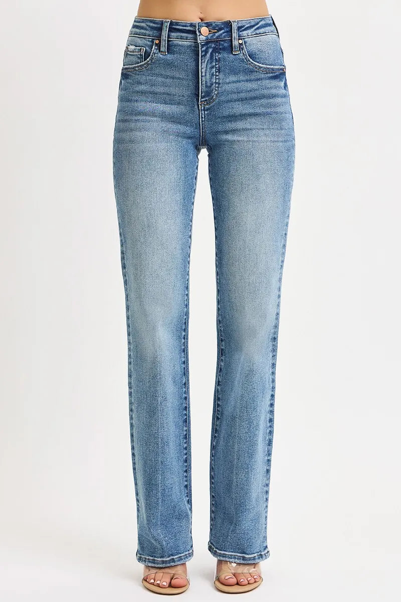 Dreamkue-Risen Women's High Rise Straight Jeans with Tummy Control