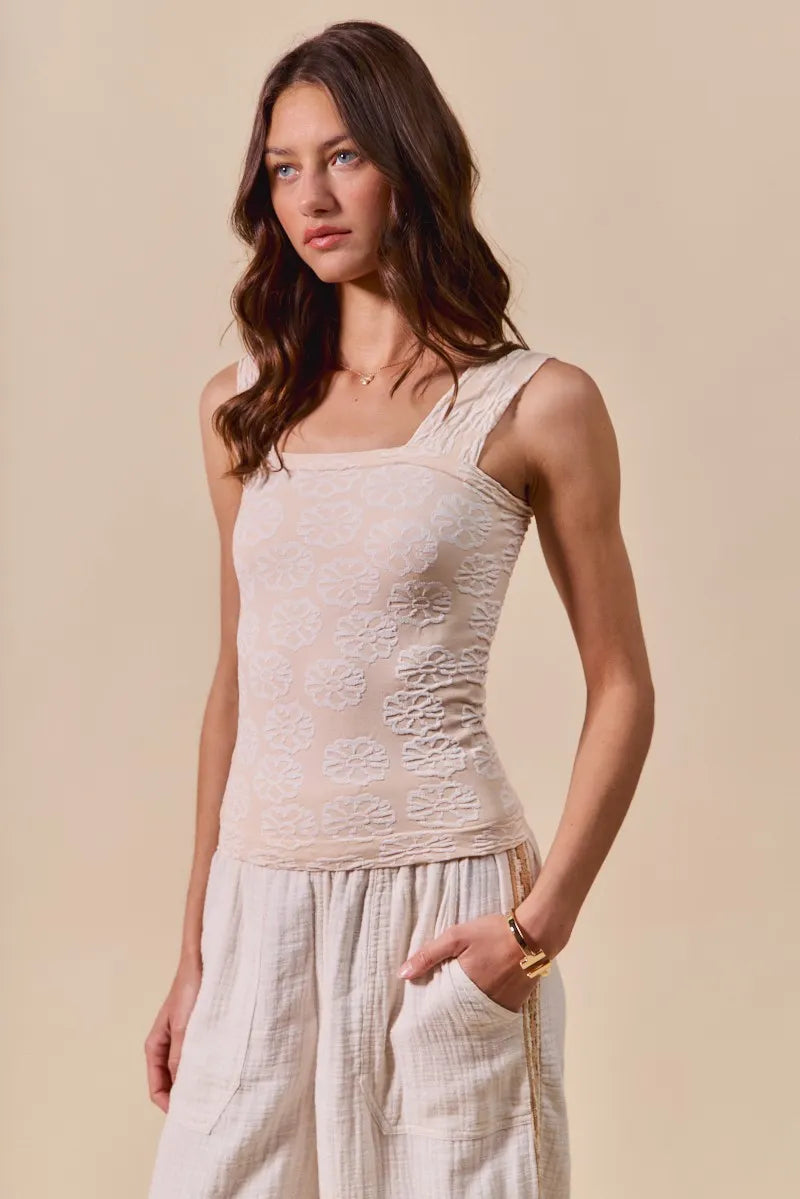 Two‑Tone Floral Seamless Tank Top – Chic, Modern & Versatile