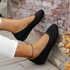 Round Toe Knit Ballet Flats – Comfortable Everyday Slip-Ons
