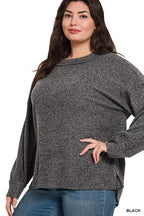 Brushed Ribbed Hacci Sweater – Cozy Drop Shoulder Fall Essential
