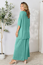Chic Round Neck Slit Top & Pants Set – Stylish, Comfy & Versatile