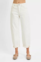 Risen Women's High Rise Barrel Cropped Plus Jeans