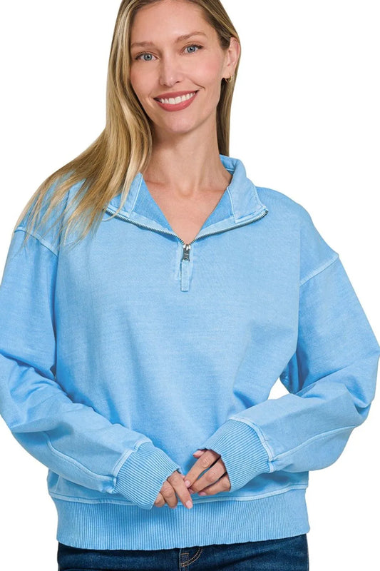 Deep Sky Quarter-Zip Pullover – Relaxed Fit, Lightweight & Stylish