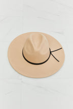 Beige Fedora Hat with Faux Leather Knot – Adjustable & Stylish