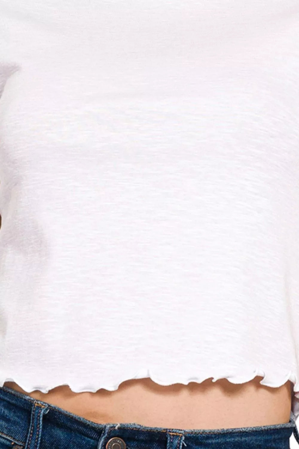 Zenana Cotton Modal Lettuce Trim Cropped T-Shirt – Trendy & Comfy