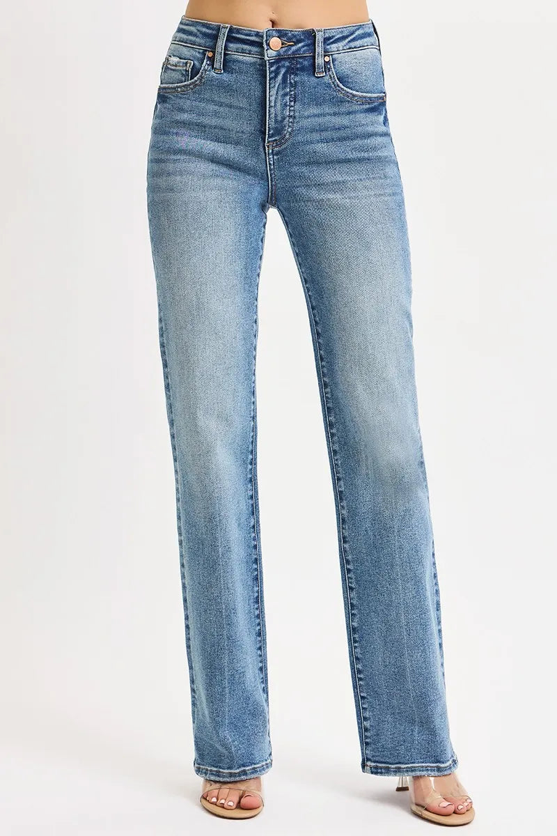 Dreamkue-Risen Women's High Rise Straight Jeans with Tummy Control