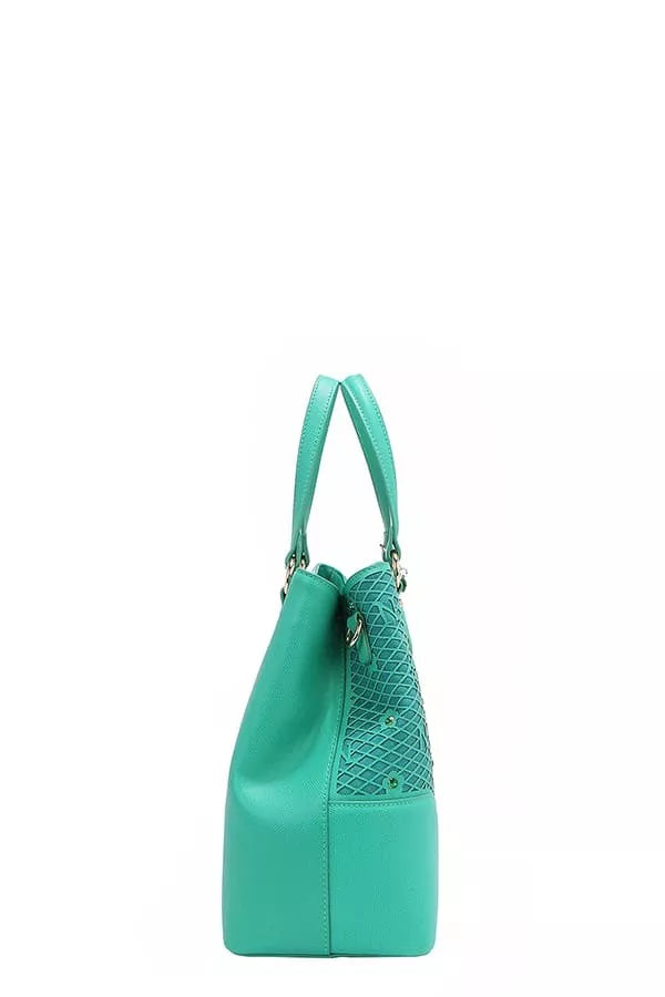 Gracie Signature Tote – Laser-Cut Monogram Rhinestone Handbag