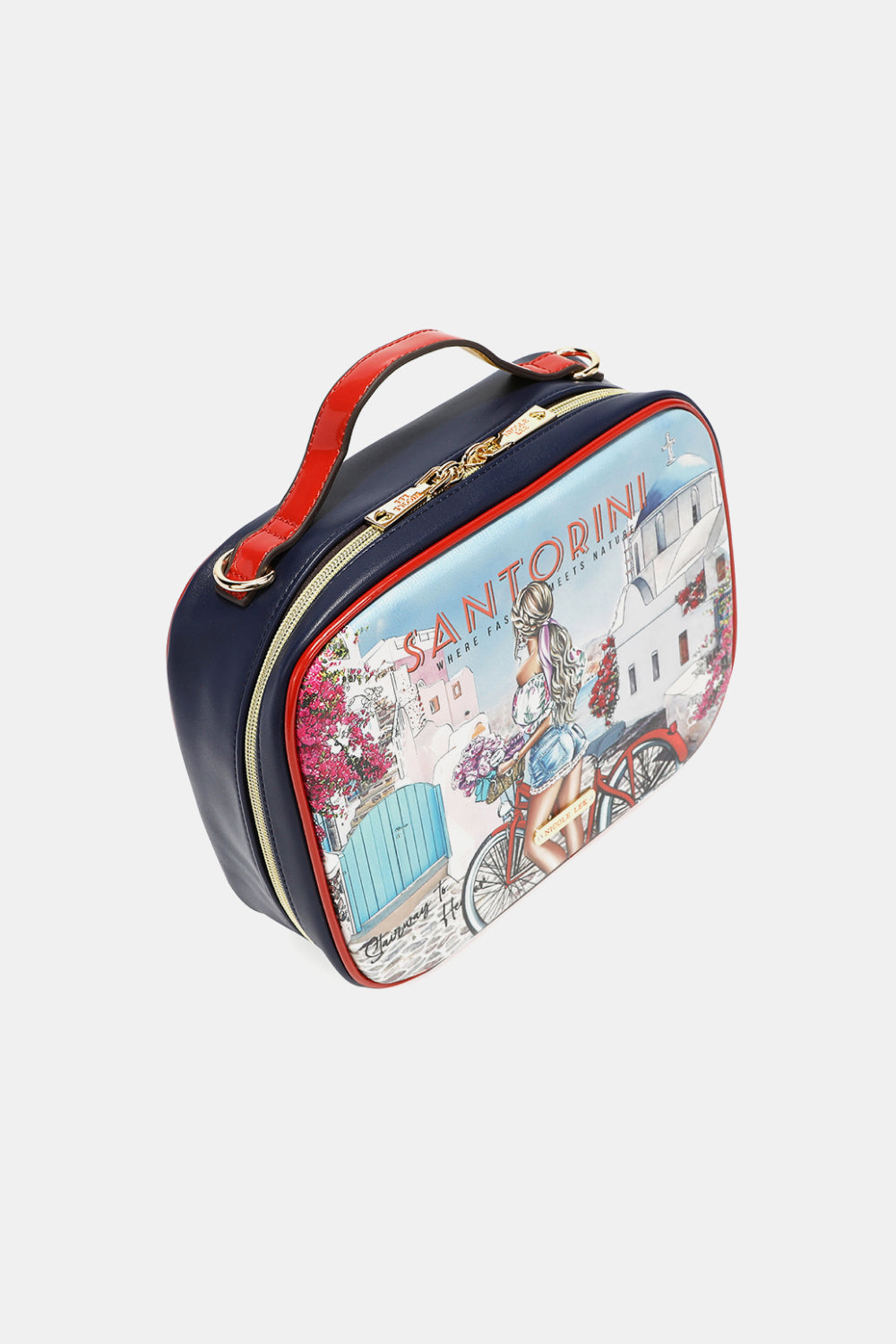 Nicole Lee Printed Handbag – Pebbled & Patent Leather with 3 Pouches