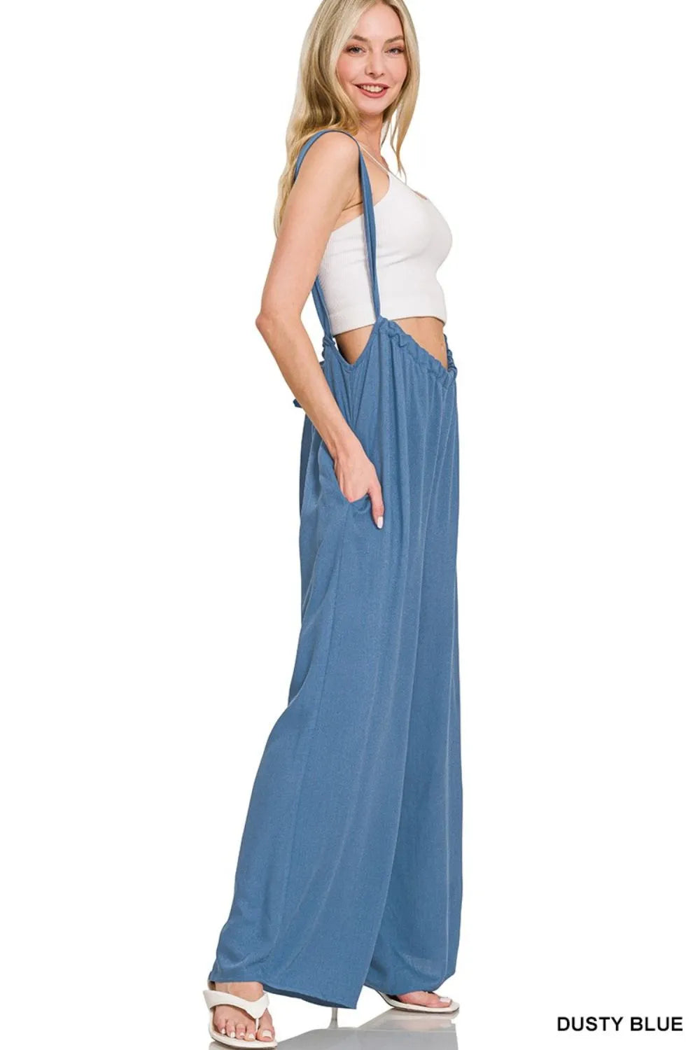 Woven Suspender Jumpsuit – Tie Back, Chic Fit & Trendy Style