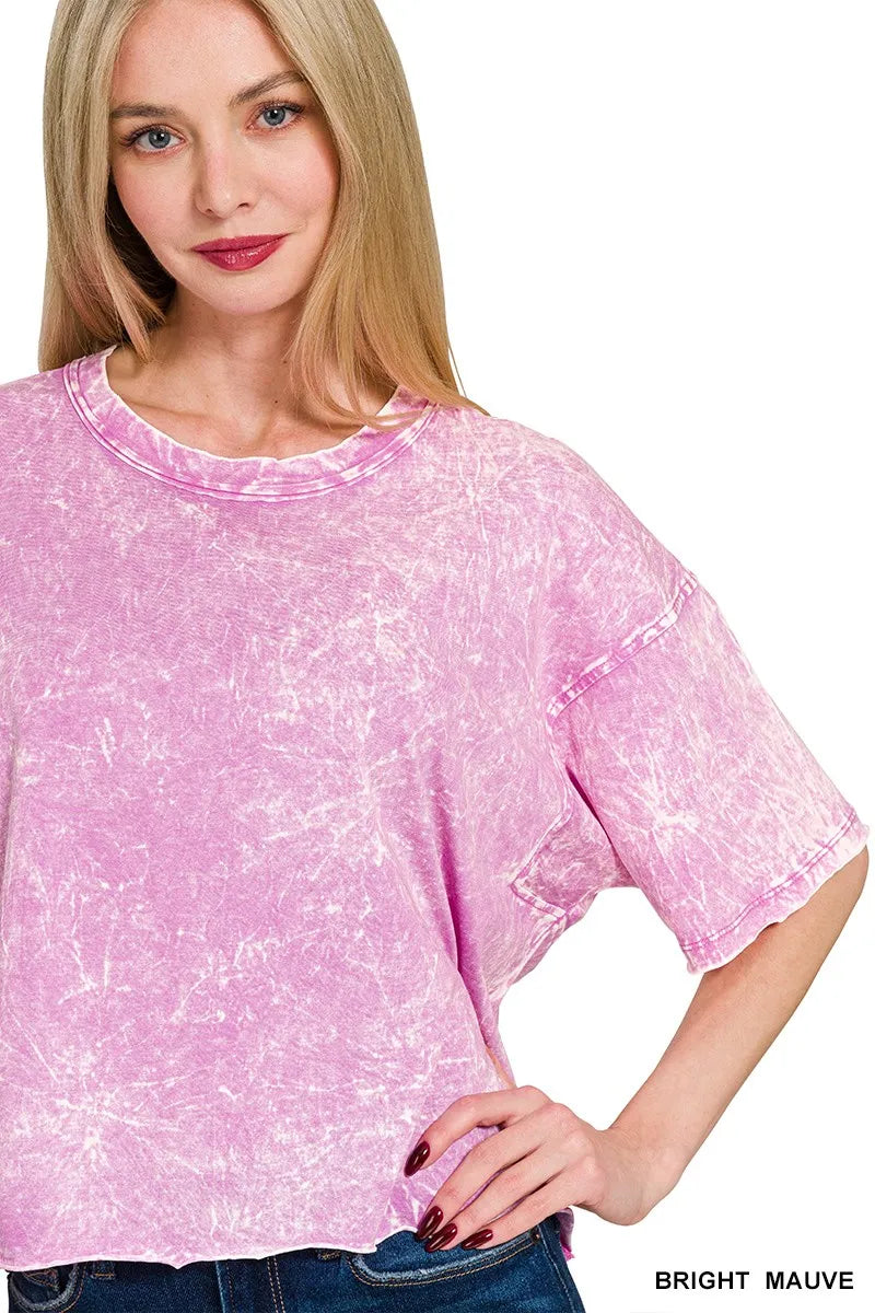Acid Crinkle-Washed Oversized T-Shirt Bold Grunge-Inspired Style