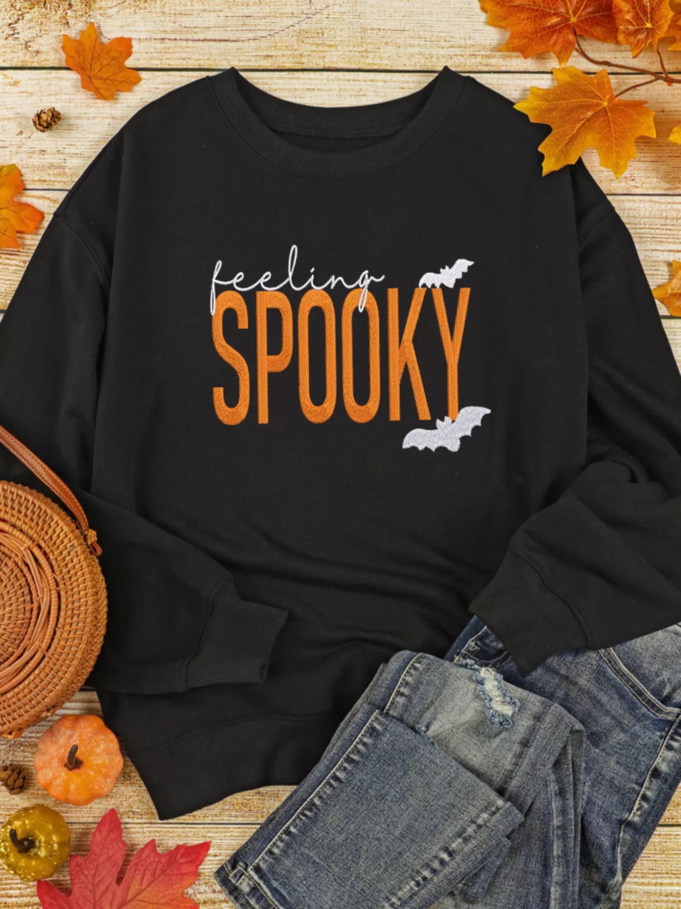 Feeling Spooky Halloween Embroidered Sweatshirt – Cozy & Festive