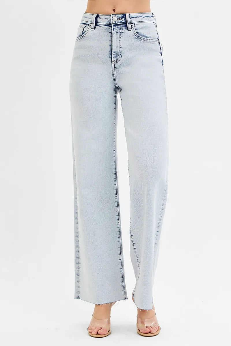 Dreamkue-Risen Women's High Rise Wide Leg Jeans Stretch Denim Pants for Casual & Dressy Outfits