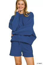 Zenana Ribbed Pullover & Shorts Set – Chic Lounge Style for Every Season