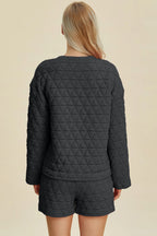 Textured Long Sleeve Top & Shorts Set – Comfy, Chic & Versatile