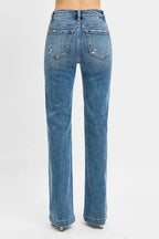 Dreamkue-Risen Women's Distressed Bootcut Jeans High Waist Stretch Denim Pants