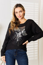 Sequin Graphic Dolman Sleeve Top – Glamorous, Comfy & Chic