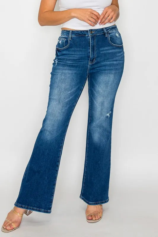 High Rise Bootcut Jeans – Distressed, Flattering & All-Day Comfort