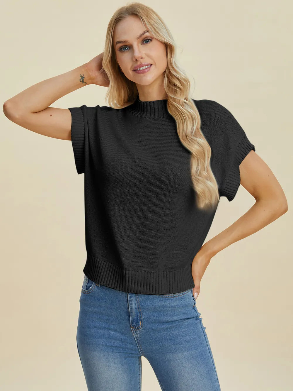 Mock Neck Short Sleeve Sweater – Chic, Cozy & Versatile