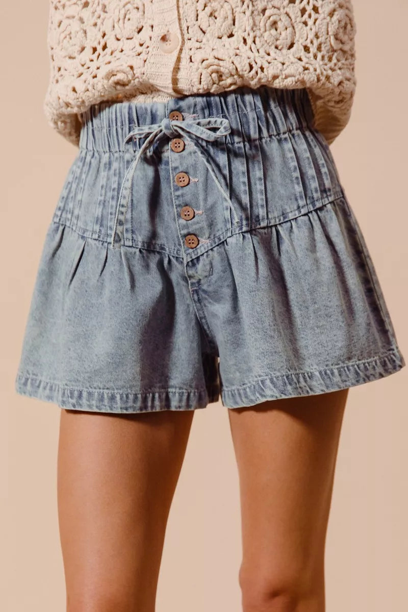 SO ME Flared Denim Shorts with Elastic Waist – Trendy, Comfortable & Versatile